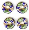 4 16x5mm Dark Blue Cloisonné Donuts
